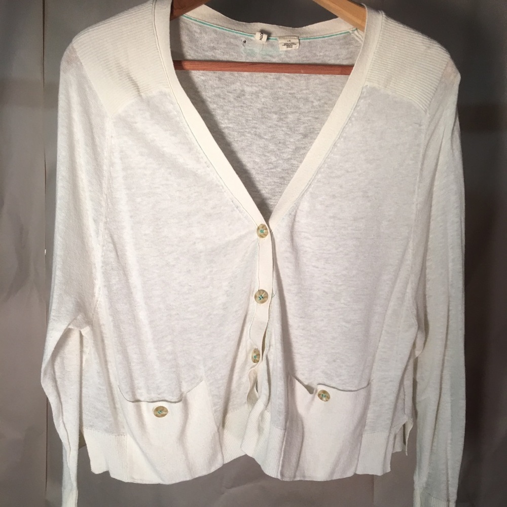 White Anthropologie crop cardigan Large